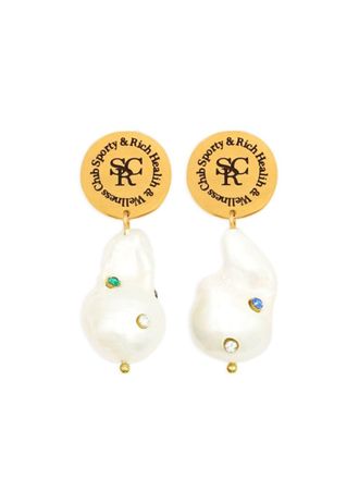 Sporty & Rich Orecchini di perle con strass - Bianco