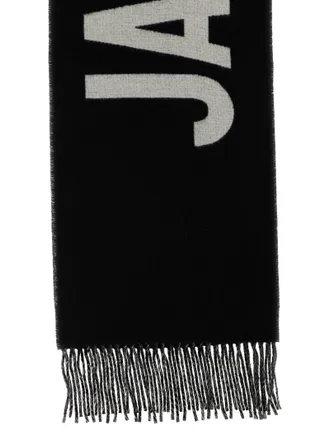 Jacquemus Intarsia Logo Wool Scarf - Black