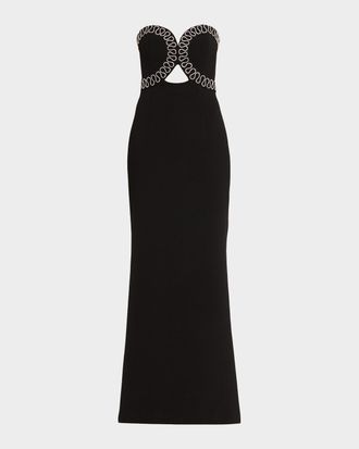 Rebecca Vallance Nyx Strapless Diamante-Trim Column Gown