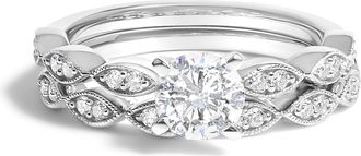 House of Brilliance 14K White Gold 1.0 Cttw Lab Grown Diamond Vintage Style Marquise Link Bridal Ring Set