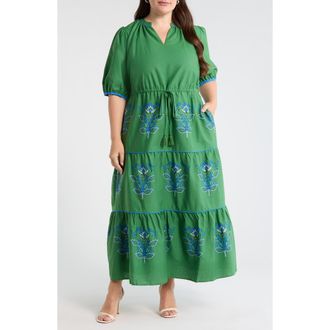 Sugarlips Meridy Floral Maxi Dress in Kelly Green/Blue Multi at Nordstrom, Size 1 X