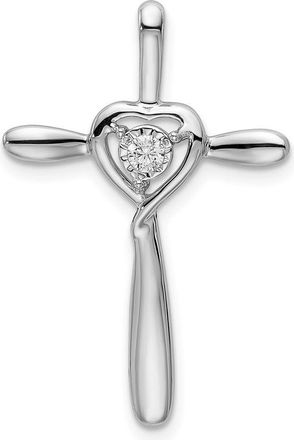 Diamond2Deal 14k White Gold Diamond Heart Omega Slide Pendant