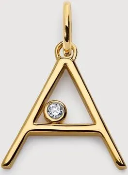 Monica Vinader Gold Solitaire Diamond Initial A Pendant Lab Grown Diamond
