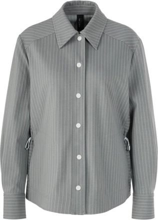 Marc Cain Gestreepte Shirt Jas - Dames - Blouses & Shirts - Grijs - Maat: S Viscose
