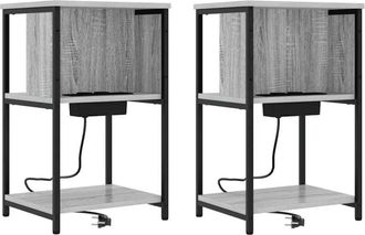 vidaXL Vidaxl - Armario de Noche 2 pcs Gris sonoma 38 x 31 x 61 cm