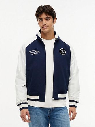 Tommy Hilfiger Interlock Knit Colour-Blocked Relaxed Bomber Jacket