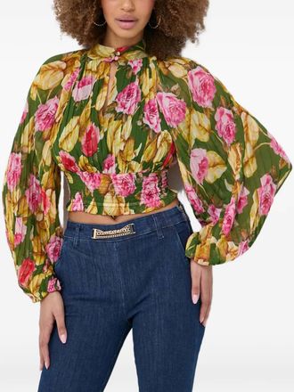 Guess Co high-neck floral blouse - Green
