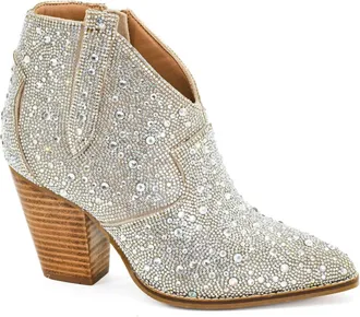 Corkys Footwear Womens Bar Hoppin Booties In Clear Rhinestones