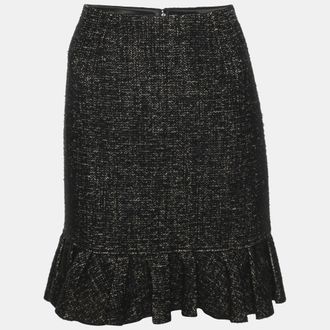 Paule Ka Grey Tweed Flared Mini Skirt S