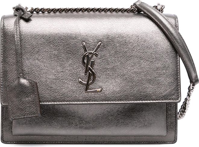 Pre-owned Womens Sunset Shoulder Bag Metallic - Grey Leather - One Size