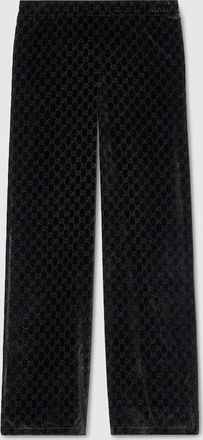 Gucci GG Velvet Devor&eacute; Sportswear Pants, Size XXXL, Black, Ready-to-wear