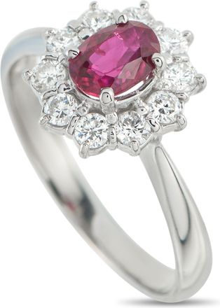 Luxury Bazaar Platinum 0.58ct Diamond and Ruby Ring MF36-110425