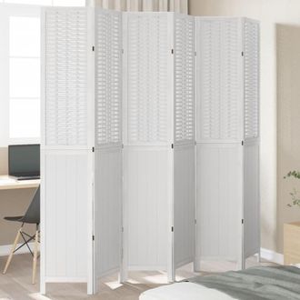 vidaXL Vidaxl - Biombo Separador De 6 Paneles Madera Maciza Paulownia Blanco