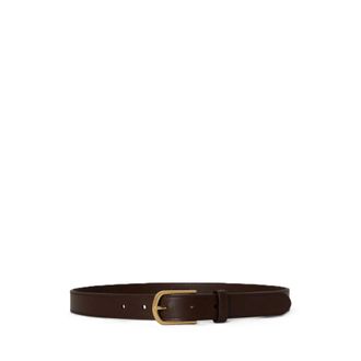 Ralph Lauren Cintura sottile in pelle con fibbia arrotondata - - Accessories - Donna - Marrone - S