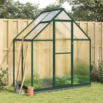 Berkfield Home Greenhouse with Base Frame Green 169x114x202 cm Aluminium | Size: 169 x 114 x 202 cm