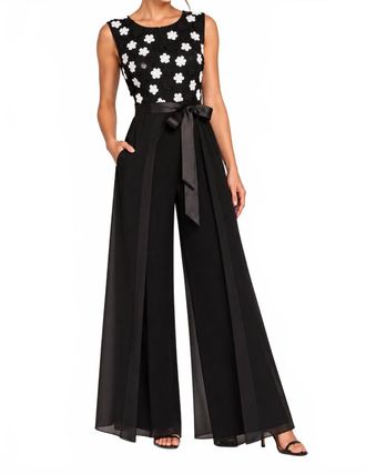 Frank Lyman Design Floral Sleeveless Jumpsuit In Black/white