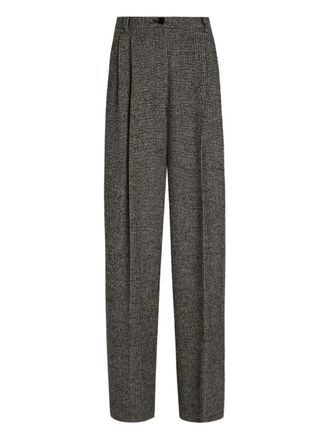 Dolce & Gabbana pleated houndstooth trousers - women - Wool/Elastane/Silk/Elastane/Polyamide/Virgin Wool - 38 - Black