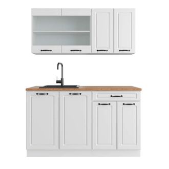 Vicco Mueble De Cocina R-line, Casa De Campo Blanca/blanca, 140 Cm, Et Roble