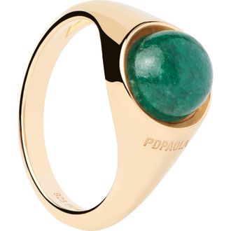PD Paola Aventurine Moon Ring in Green Aventurine at Nordstrom, Size 6.75