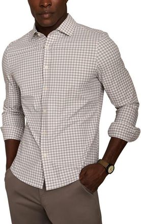 Rhone State of Mind Slim Fit Check Performance Button-Up Shirt in Smokey Olive Plaid at Nordstrom, Size Xx-Large