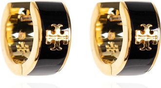Tory Burch Kira Huggie Oorbellen - Dames - Oorbellen - Zwart - ONE Size - Accessoires