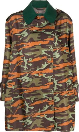 Jean Paul Gaultier 1990s camouflage-pattern double-breasted coat - women - Wool/Polyester - 42 - Green