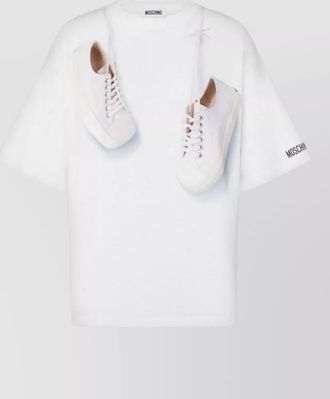 Moschino crew neck short sleeve graphic print top