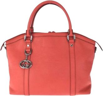 Gucci Pre-owned Handbags, female, Orange, Size: ONE SIZE Pre-owned Interlocking Leather Tote Bag