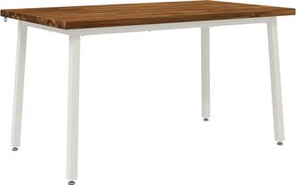 vidaXL 140 X 80 X 75 Cm Madera De Acacia S&oacute;lida Natural Y Blanco Vidaxl