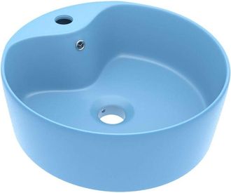 vidaXL Vidaxl - Lavabo lujo con rebosadero cerámica azul claro mate 36x13 cm