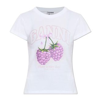 Ganni Baby Fit T-Shirt - Tops - Mujer - Blanco - XS