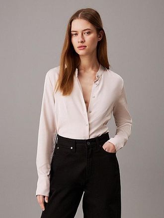 Calvin Klein Camisa Sin Cuello En Sarga De Viscosa