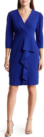 Julia Jordan Cascade Ruffle Crepe Sheath Dress in Marine Blu at Nordstrom Rack, Size 2