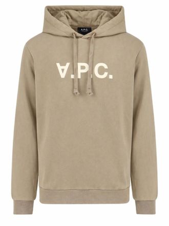 A.P.C. Khaki Logo Hood Sweatshirt
