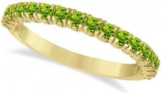 Allurez Half-Eternity Pave-Set Peridot Stacking Ring 14k Yellow Gold (0.95ct)