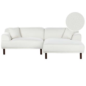 Beliani Sof&aacute; Esquinero 3 Plazas De Boucl&eacute; Izquierdo Estilo Minimalista Blanco Holt