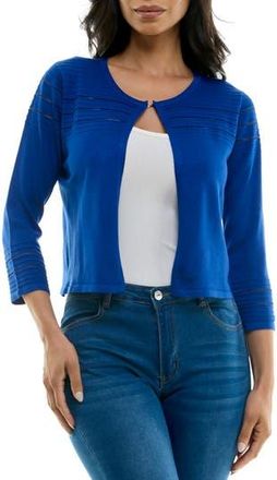 Nina Leonard Sheer Stripe Knit Bolero in Deep Sea at Nordstrom Rack, Size X-Large