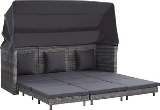 vidaXL Vidaxl - Sofá cama extensible 3 plazas con capota ratán sintético gris