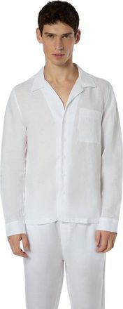 Onia Linen Home Long Sleeve Camp Shirt in White at Nordstrom, Size Medium