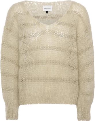 Americandreams Katie LS Knit - Dames - V-hals truien - Beige - L - Wol - Truien & Vesten