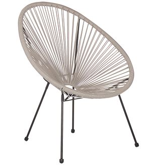 Beliani Silla De Balc&oacute;n De Rat&aacute;n Sint&eacute;tico Gris Claro Resistente A La Intemperie Sala De Estar Jard&iacute;n Bistr&oacute; Moderno Acapulco