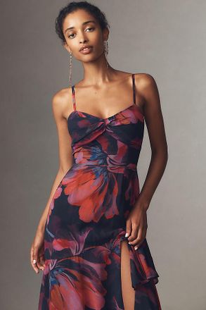 Hutch Jamila Sleeveless Twist-Front Side-Slit Maxi Dress