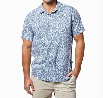 Toes on the Nose Mens Coastline Short Sleeve Button Up In Chambray Kona