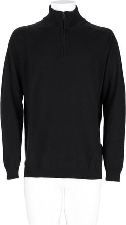 Premiata Black Half-Zip Stand Collar Ribbed Knit Sweater
