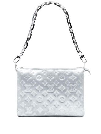 Louis Vuitton 2021 Monogram Embossed Puffy Lambskin Coussin PM satchel - Argento