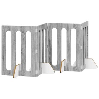 vidaXL Valla Plegable Para Mascotas 4 Pcs Gris Sonoma 201 X 38 X 70 Cm Vidaxl