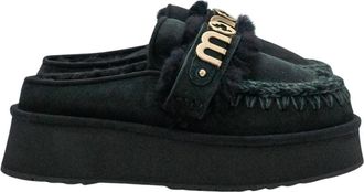 Mou Platform Clog Letter Logo - Dames - Pantoffels - Zwart - 38 EU - Schoenen