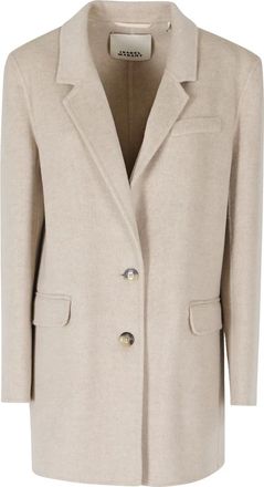 Isabel Marant Single-Breasted Coat - Dames - Mantels - Beige - Maat: 2XS Wol