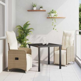 vidaXL Vidaxl - Conjunto De Comedor De Jard&iacute;n Con Coj&iacute;n 3 Pcs Beige Polirat&aacute;n