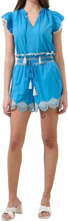 Sugarlips Regina Embroidered Shell Shorts In Blue
